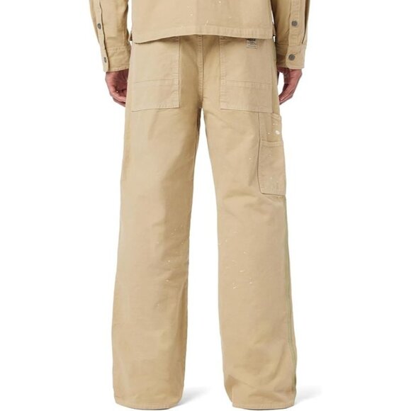 Hudson Luca Wide Leg Carpenter Size 42 Beige Paint Splatter Baggy Work Jeans NWT - Picture 2 of 16